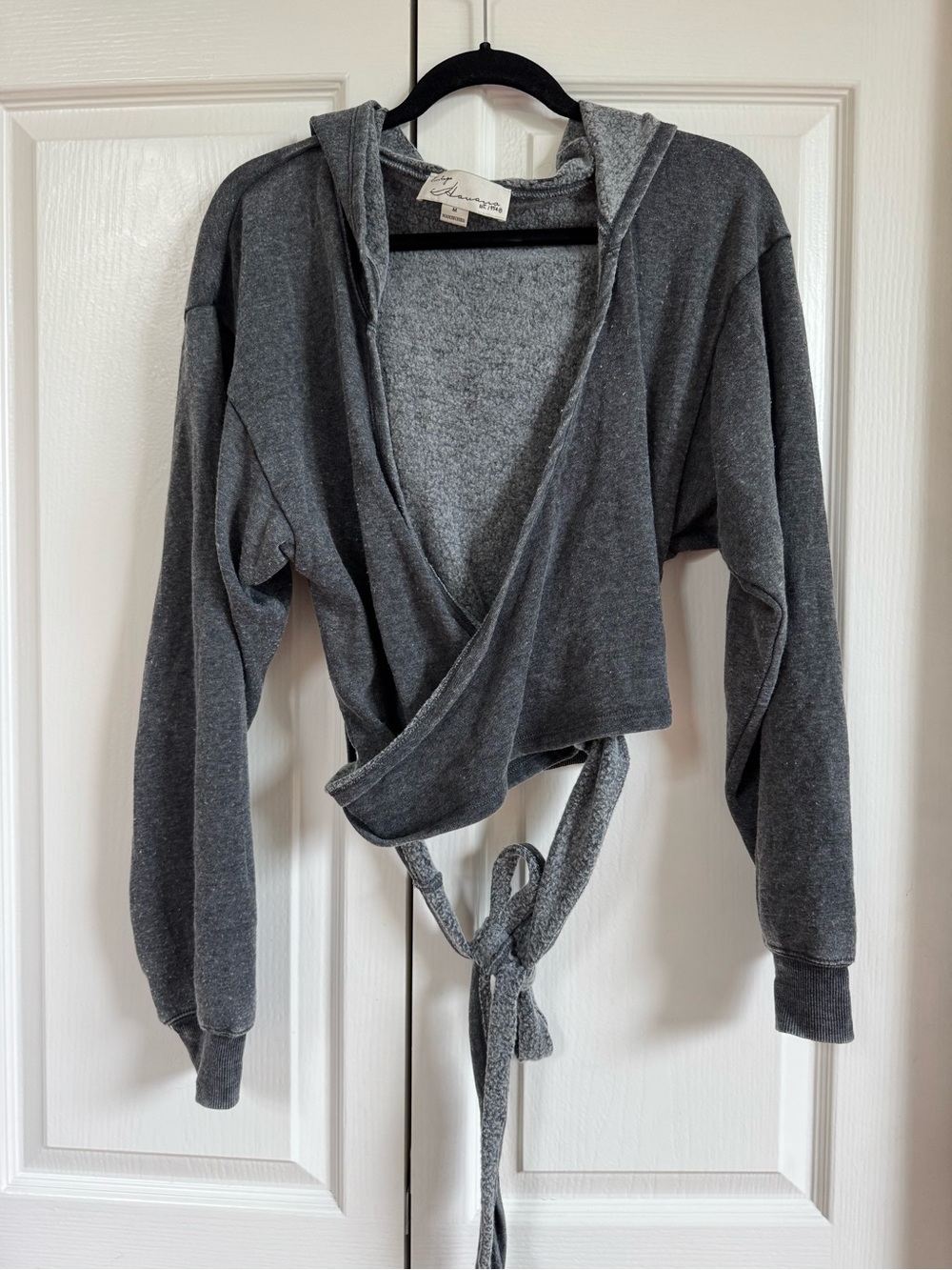 Vintage Havana Gray Wrap Hooded Sweater